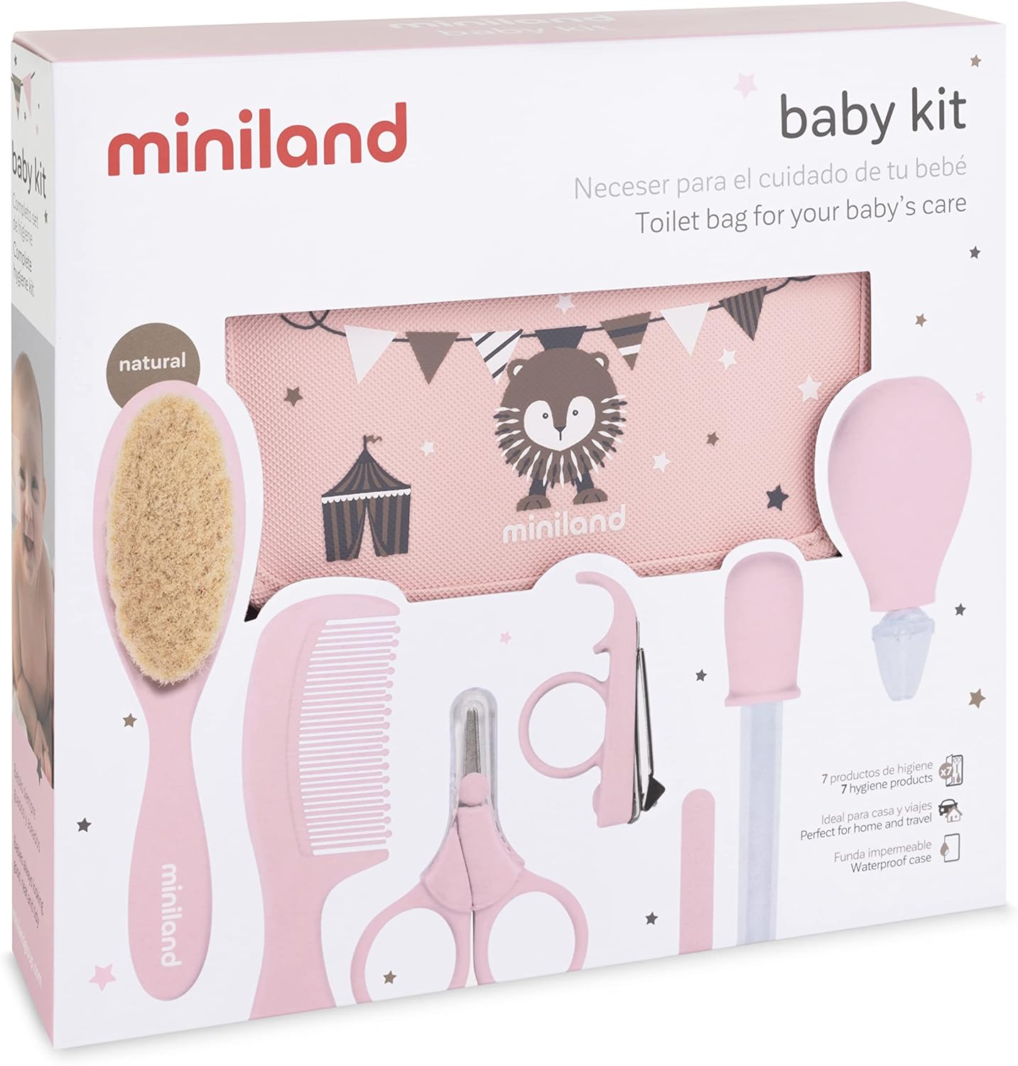 Miniland baby kit rosa. Neceser para  higiene.