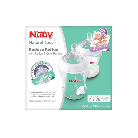 Pack 2 Biberones Nuby Natural Touch Anti cólicos + Chupete regalo